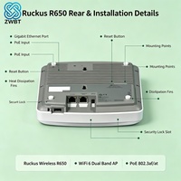 Point d'accès sans fil intérieur Ruckus R650 ZoneFlex, garantie 1 an, 802.11ax, double bande, haute performance, 300 Mbps, 3dBi, 4x4 MU-MIMO