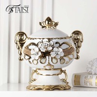 J349 Meubles de luxe pour la décoration intérieure Vase à fleurs européen Ornement en céramique Pot à gingembre avec décoration en diamant