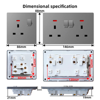 Prise multifonction KESHIQI de norme britannique pour usage industriel et hospitalier, panneau PC rétro 86, ports USB-A et Type-C, 2 prises CA