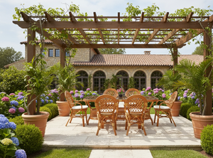 Ensemble de salle à manger en rotin classique asiatique ancien, magnifiquement conçu et confortable, table longue, Indonésie, pour la maison, l'hôtel/l'appartement - Product Image 5