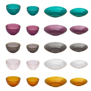 Nouvelles coupelles en verre <span class=keywords><strong>de</strong></span> style chinois créatif à bordure chrysanthème, avec rebord doré, colorées, pour fruits, desserts et salades, pour la cuisine - Product Image 5