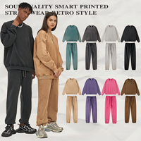 Ensemble de sweat-shirts pour hommes en coton surdimensionné, imprimé en relief, à col montant, à col rond, grande taille, vente en gros personnalisée, automne-hiver