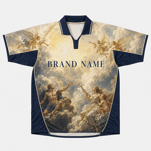 เสื้อฟุตบอลย้อนยุคผ้าโพลีเอสเตอร์ 100% ตัดต่อผ้าลายตัดกัน คุณภาพสูง พิมพ์ลายกราฟิก 3 มิติเต็มตัว คอปกโปโล - Product Image 1