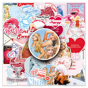 50 pièces en gros d'usine, autocollants personnalisés sur le thème des étoiles, <span class=keywords><strong>Sabrina</strong></span> Carpenter, pour réfrigérateurs, guitares et gobelets à eau - Product Image 1