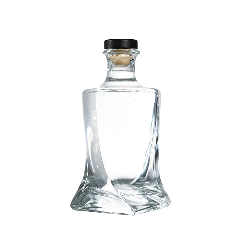 Großhandel Whisky Gin Rum Wodka Tequila Glasflasche einzigartiges Design 750 ml 700 ml Spirituosen-Flasche mit Korken