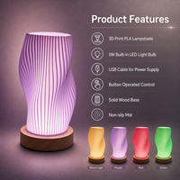Lámpara de Escritorio LED Moderna Minimalista Nórdica, Impresa en 3D, con Botón USB, Luz Nocturna para Dormitorio o Estudio, Diseño de Ondas de Agua, Decorativa y Cálida