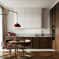 Meubles de cuisine modernes en panneaux mélaminés sur mesure TZD, système de garde-manger modulaire intégré, qualité ENF, écologique, blanc brillant, facile à assembler