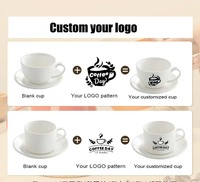 Logo personnalisé d'usine glaçure colorée professionnelle écologique classique 220cc céramique porcelaine cappuccino latte tasses à café soucoupes