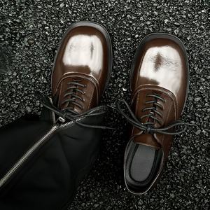 Business Elite High Top Derby Chaussures à semelles épaisses légères Hommes Femmes Tendance Britannique Formelle Commutation Confortable Cuir - Product Image 4