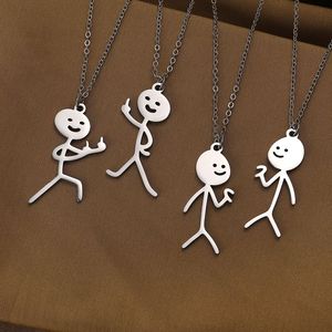 Collane per Coppie in Acciaio Inossidabile con Ciondolo Divertente a Forma di <span class=keywords><strong>Stickman</strong></span>, Collana BFF per Uomo e Donna - Product Image 3