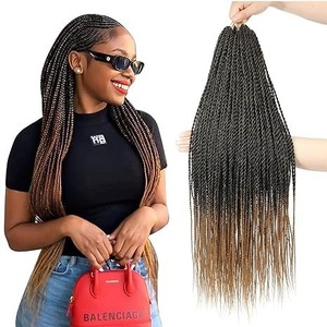 Extensiones de Cabello Sintético para <span class=keywords><strong>Trenzas</strong></span> de Tres Hilos, <span class=keywords><strong>Trenzas</strong></span> Box Braids de 10-30 Pulgadas para Mujeres Afroamericanas - Product Image 1