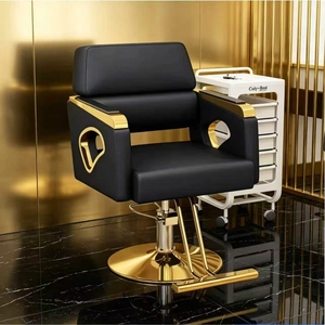 Chaise de salon de coiffure multifonctionnelle de haute qualité en cuir synthétique avec structure en fer et fonction inclinable pour barbier - Product Image 1