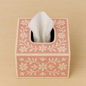 Boîte à mouchoirs en bois incrustée d'os faite à la main de luxe support décoratif artisanal pour la maison contemporaine et les bureaux - Product Image 6