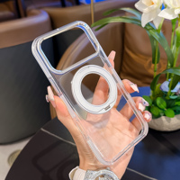 Étui de téléphone de luxe personnalisé avec béquille rotative à 360°, coque arrière transparente résistante aux rayures avec cadre métallique pour iPhone 13-17 18 Pro Series