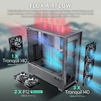 Boîtier PC Antec Flux Pro Metal Full-Tower Extended ATX, 6 ventilateurs PWM, flux d'air élevé, USB3.0 frontal X2, Type-C, radiateur 420 mm, affichage de la température