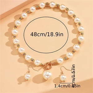 Wholesale Jewelry <b>Set</b> Hot Imitation Pearl Fashion OT Buckle Light Luxury Clavicle <b>Necklace</b> <b>Bracelet</b> Earrings - Product Image 2
