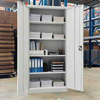 Archivador Metálico de 2 Puertas, Resistente, con Cerradura, para Oficina, con 4 Estantes Ajustables
