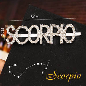 Goparty-pasador <span class=keywords><strong>de</strong></span> cristal ostentoso para el pelo, pinzas para el pelo con letras del zodiaco, horquillas, <span class=keywords><strong>semana</strong></span> brillante, 12 diamantes <span class=keywords><strong>de</strong></span> imitación - Product Image 4