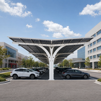 Abri solaire double face en alliage d'aluminium pour voiture avec support photovoltaïque, abri de stationnement résidentiel moderne, conception durable