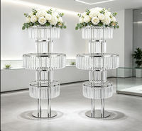 Support à fleurs moderne en acrylique de luxe à 5 niveaux, 110 cm de haut, pour mariage, fête, événement, décoration sur pied