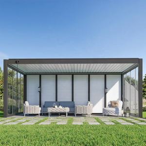 Pérgola de techo con persianas bioclimáticas de aleación de <span class=keywords><strong>aluminio</strong></span> de 3x3m y 6x3m con control remoto, casa adjunta ecológica a prueba de huracanes y nieve - Product Image 2