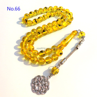 Chapelet musulman en résine de haute qualité, 10 mm, 51 perles, couleur jaune, 33 pièces, Kehribar Tesbih, avec fourmis à l'intérieur