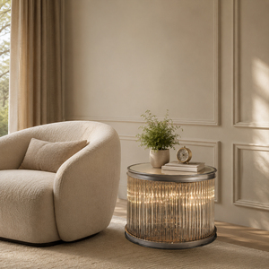 Luxury Crystal Glass Nightstand With Built In Light For Home Furniture - Product Image 3