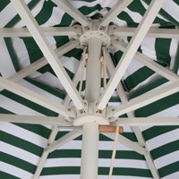 Parasol de jardin moderne rétro rayé personnalisé, imperméable, avec poteau central en aluminium à roulettes, pour terrasse, table ou piscine