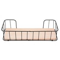 Étagères flottantes murales à double niveau en bois et fil métallique, style industriel, pour dortoir, loft, accessoires de maison