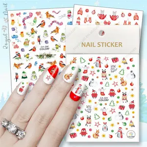 Christmas Holiday Cute Animal Penguin Nail Art Designs Adhesive Nail Sticker Decals Decoration Accessories