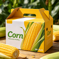 Op maat bedrukte verpakking voor zoete maïs met handvat, voedselveilige golfkartonnen fruitgeschenkdoos 2kg