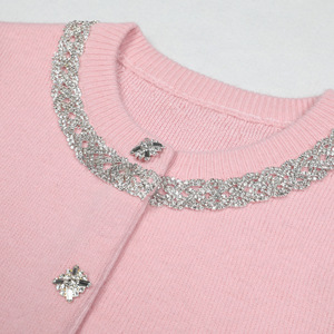 YFY personalizado 2025 conjunto de punto francés falda abierta de <span class=keywords><strong>diamante</strong></span> de agua para mujer Falda larga ajustada conjunto de dos piezas elegante de oficina Paris Chic - Product Image 3