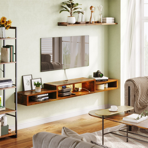 Soporte de TV flotante con toma de corriente, centro de entretenimiento flotante de 71 "con LED, soportes de televisión con luces RGB - Product Image 2