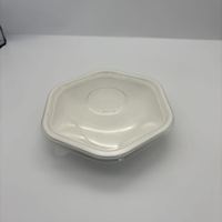 Composteerbare saladekom met opdruk, hexagonaal, van suikerrietbagasse, wegwerpbaar, milieuvriendelijke verpakking met deksel