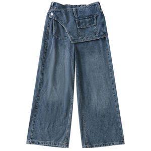 Design moderno autunno primavera pantaloni in Denim per bambini pantaloni dritti per ragazze adolescenti Jeans Casual - Product Image 5