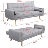 Canapé convertible 3 positions inclinables avec accoudoirs et 2 coussins, canapé-lit pour salon