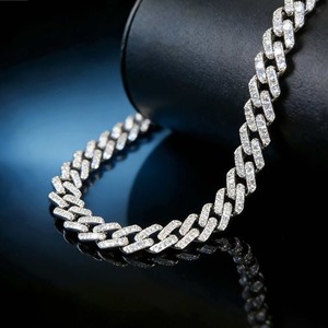 สร้อยคอและกำไลข้อมือฮิปฮอปคิวบาแบบใหม่ ขนาด 13 มม. ประดับเพชร สำหรับผู้ชาย เครื่องประดับอเนกประสงค์สไตล์สตรีท แฟชั่นทันสมัย สร้อยคอ Lijing - Product Image 1