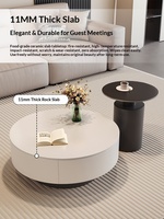Ensemble de tables basses rondes en pierre frittée pour salon, avec tiroir de rangement, mobilier ultra-simple