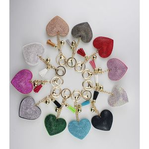 Porte-clés Cœur en Strass avec Pompon, Breloque Scintillante en Cristal pour Sac en Cuir, Anneau Clé Étincelant, Cadeau pour Femmes et Filles - Product Image 4