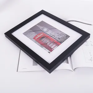 Moderno popular simples personalizado cor de madeira natural preto branco cor natural 6x8 imagem de colagem molduras pretas conjunto com tapete