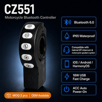 Contrôleur BT pour moto, guidon, étanche IP65, 5 boutons, rétroéclairage LED bleu, port USB de charge rapide 18W pour interphone de casque