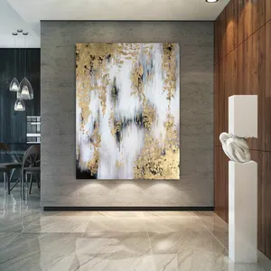 Handpainted Extra Large Wall Art Decor Modern Art Acrylic Gold Foil Abstract Oil Painting On Canvas