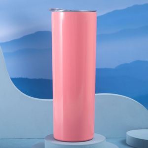 Gobelet isotherme droit et fin de 20 oz en acier inoxydable à double paroi, avec couvercle et paille, personnalisable avec logo, pour sublimation à paillettes - Product Image 5
