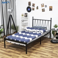 Lit mural simple Junqi gain de place avec rangement, lit simple en métal pour chambre ou salon, lit simple en fer