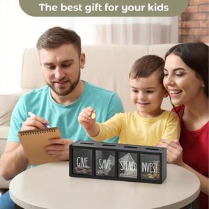 Spardose aus Holz: Spar-, Verbruchs- und Investitionsbox für Kinder – zur Tisch- oder Wandmontage, als Heimdekoration oder Kindergeschenk - Product Image 5