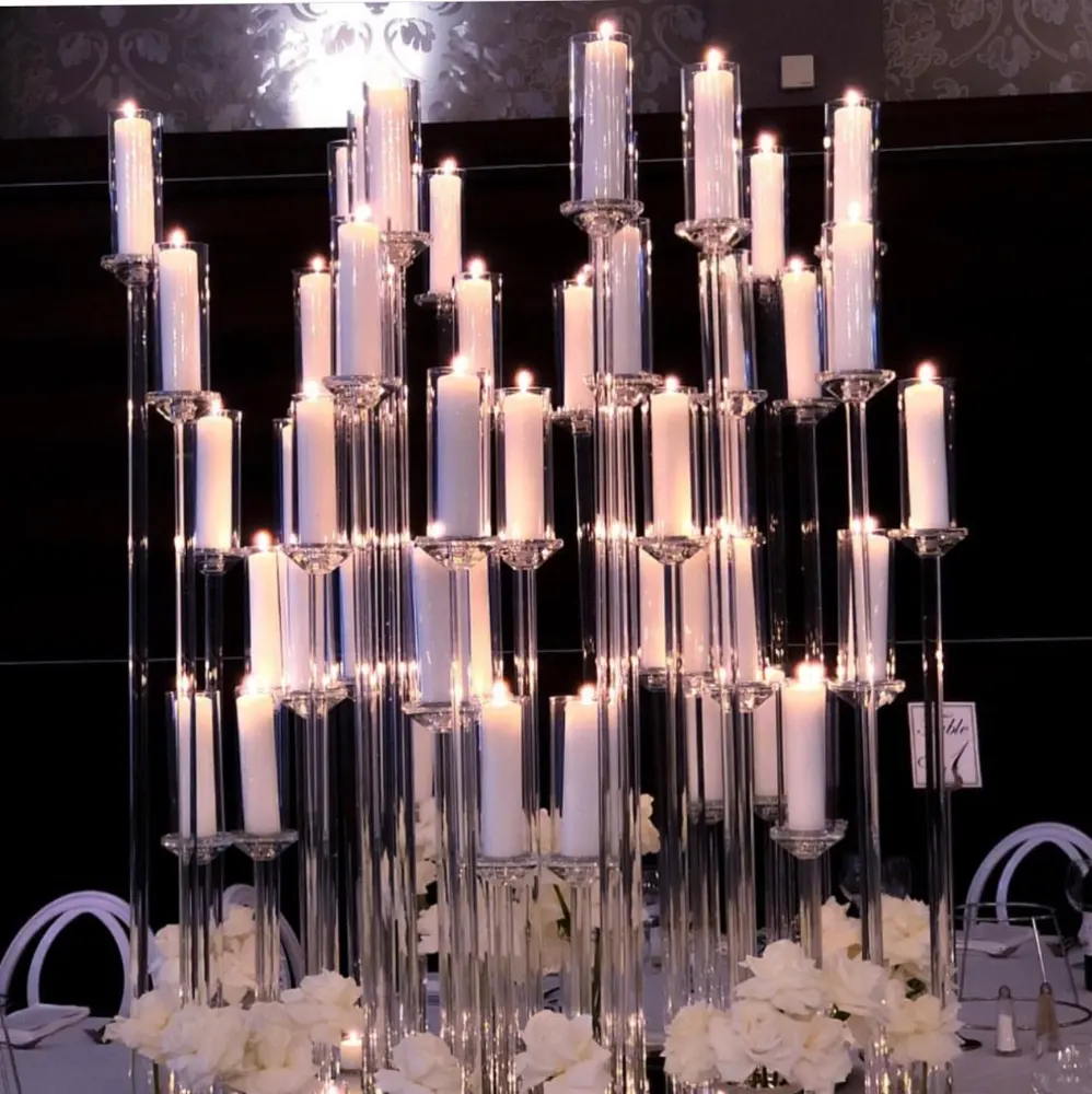 Candelabro de cristal para mesa de boda, pieza central, novedad, ZT-323L