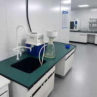 Évier de laboratoire avec plan de travail phénolique résistant aux produits chimiques, robinet en PP, conception démontable pour usage scolaire, hospitalier et en atelier