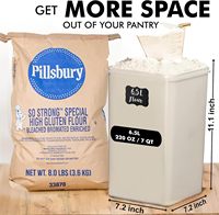 2 contenants de stockage alimentaire de grande taille de 6,5 L/220 oz avec couvercles, hermétiques, en plastique transparent, pour la cuisine et le garde-manger, pour les céréales