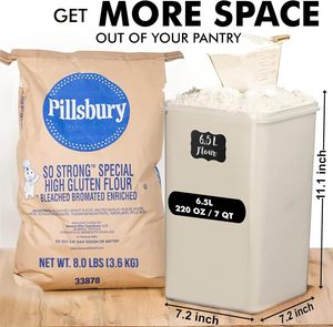 2 件装 6.5 升/220 盎司大号食品储存容器，带盖，密封，透明塑料材质，适用于厨房和储藏室，可存放谷物 - Product Image 2