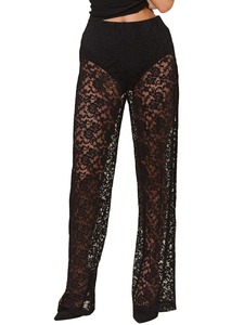 <span class=keywords><strong>Pantaloni</strong></span> Bootcut <span class=keywords><strong>Lunghi</strong></span> Vintage a Vita Alta con Cuciture e <span class=keywords><strong>Pizzo</strong></span> Trasparente Sexy Nuovi Arrivi Estivi Stile Europeo-Americano - Product Image 6